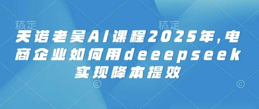 天诺老吴AI课程2025年，电商企业如何用deeepseek实现降本提效-创享网