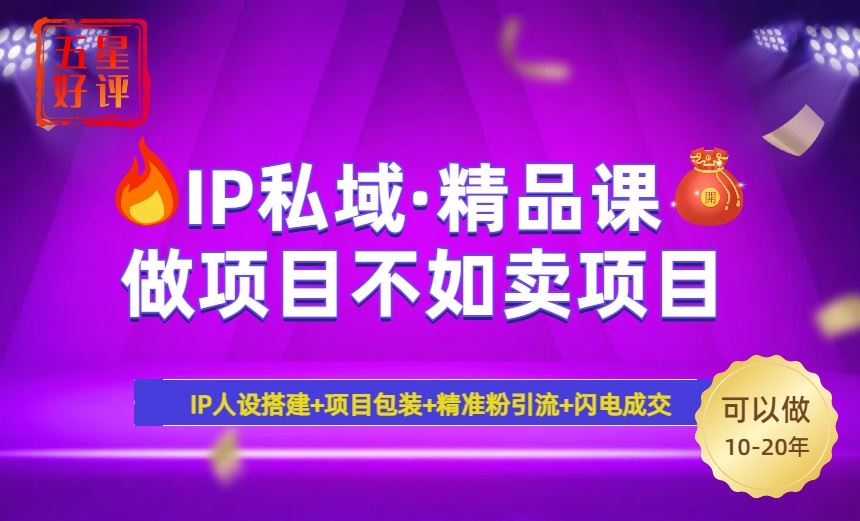 图片[1]-（14406期）2025年“IP私域·密训精品课”，日赚3000+小白避坑年赚百万，暴力引流…