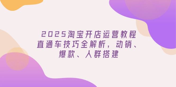 （14389期）2025年淘宝开店运营指南全面升级，直通车策略深度剖析，实战动销、爆款孵化与人群构建-创享网