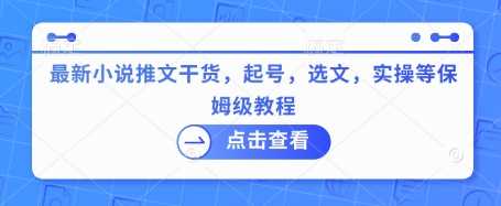 小说推文保姆级教程，轻松入门赚取额外收入