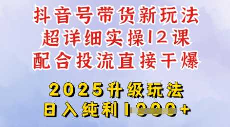 2025全新升级抖音带货玩法，一天纯利四位数，从剪辑到选品再到发布投流，超详细玩法揭秘