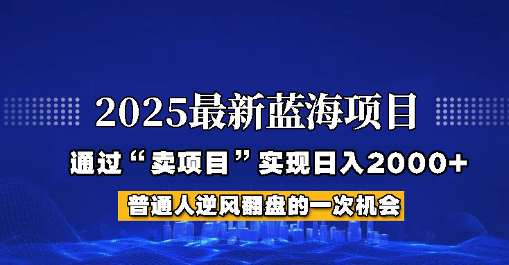 图片[1]-2025年蓝海项目：揭秘如何通过“网创项目”日入2000+-创享网