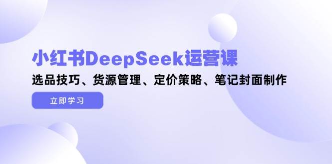（14748期）小红书DeepSeek运营课，选品技巧、货源管理、定价策略、笔记封面制作-创享网