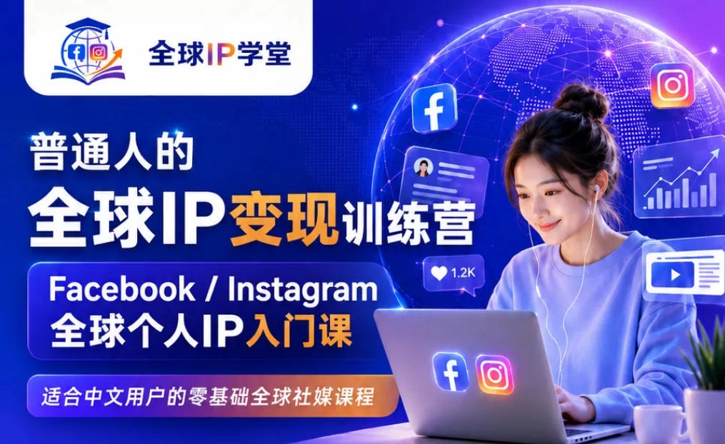 全球IP变现训练营，Facebook/Instagram零基础入门，打造出海个人品牌 - 创享网-创享网