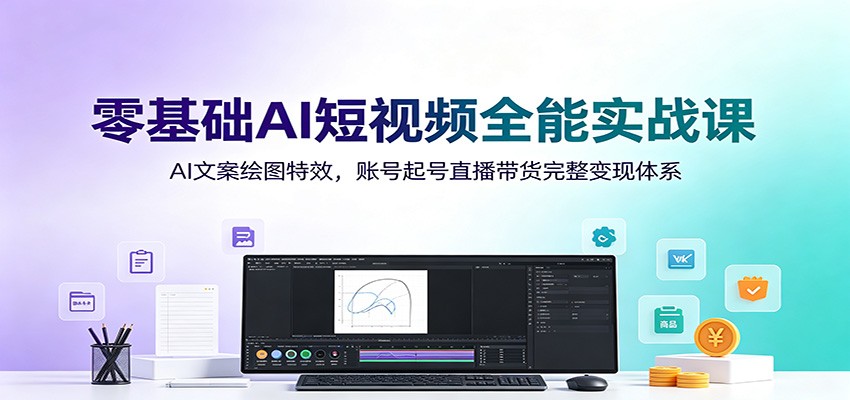 零基础AI短视频全能实战课｜AI文案绘图特效全套，账号起号+直播带货完整变现闭环 - 创享网-创享网