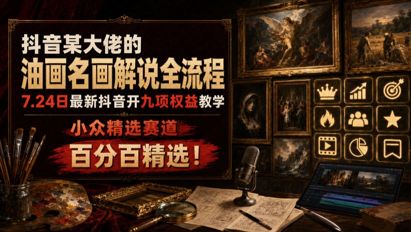 油画名画解说全流程，2天开精选7天通九项权益，小众赛道百分百精选-创享网