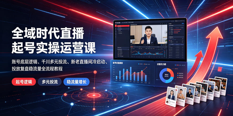 全域时代直播起号实操运营，账号底层逻辑+千川多元投流+新老号冷启动+投放复盘稳流量全流程-创享网