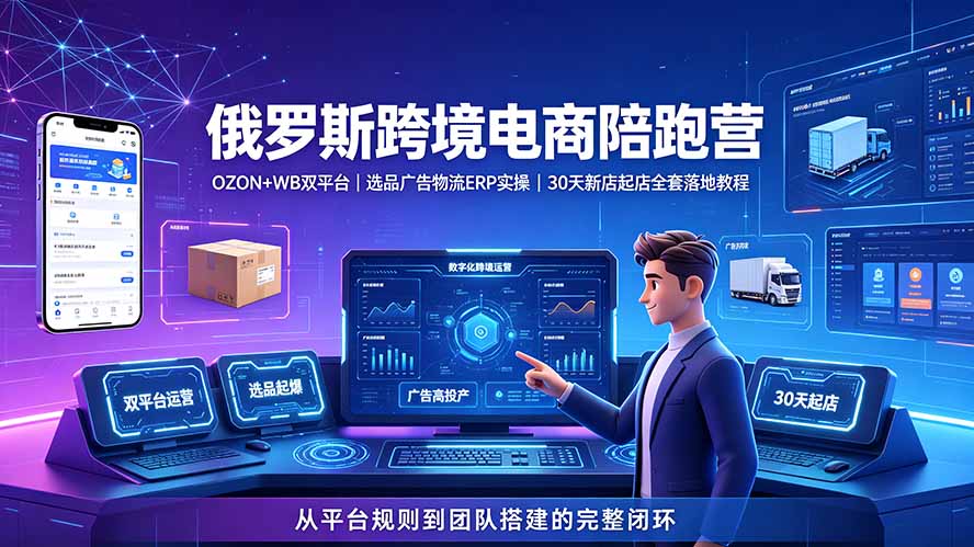 2026俄跨陪跑营:OZON+WB双平台·30天新店起店·选品广告物流ERP全落地-创享网
