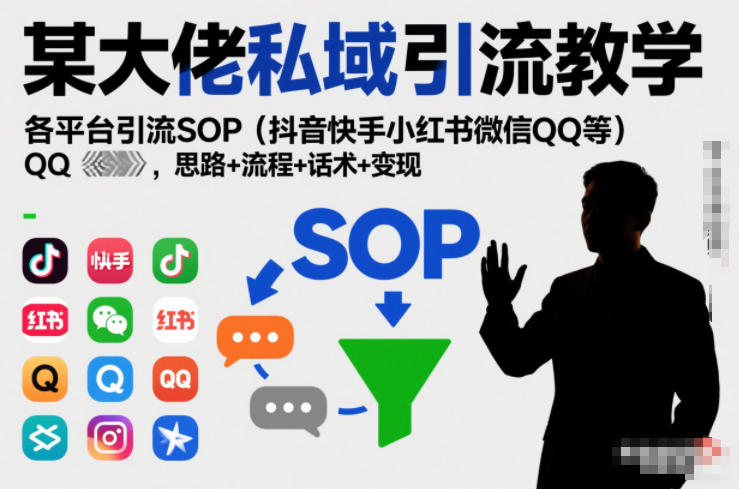 某大佬私域引流全体系，抖音快手小红书微信QQ等全平台SOP，思路+流程+话术+变现一站式掌握-创享网