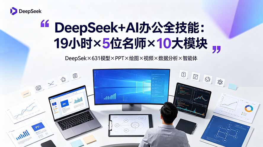 DeepSeek+AI办公全技能:19小时×5名师×10大模块,一站式打通AI办公全链路-创享网