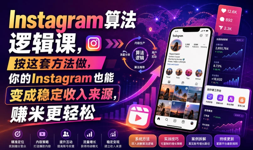 Instagram算法逻辑课，从0到年入10W+美金的红人变现系统-创享网