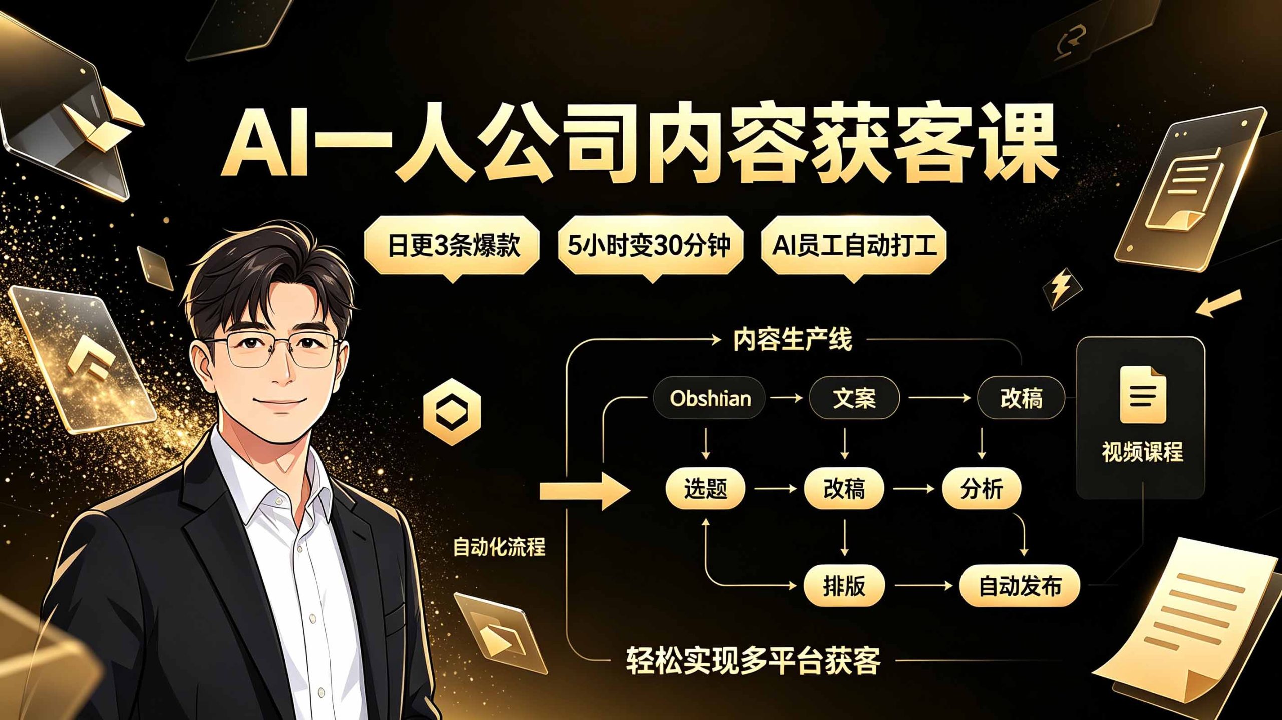 AI一人公司内容获客:日更3条爆款·AI打工·多平台自动获客-创享网