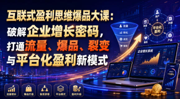 互联式盈利思维爆品大课:破解增长密码·打通流量爆品裂变新盈利模式-创享网