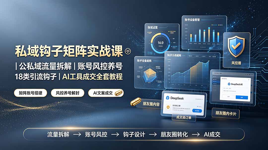 私域钩子矩阵实战课，公私域拆解+18类钩子+AI工具成交全教程 - 创享网-创享网