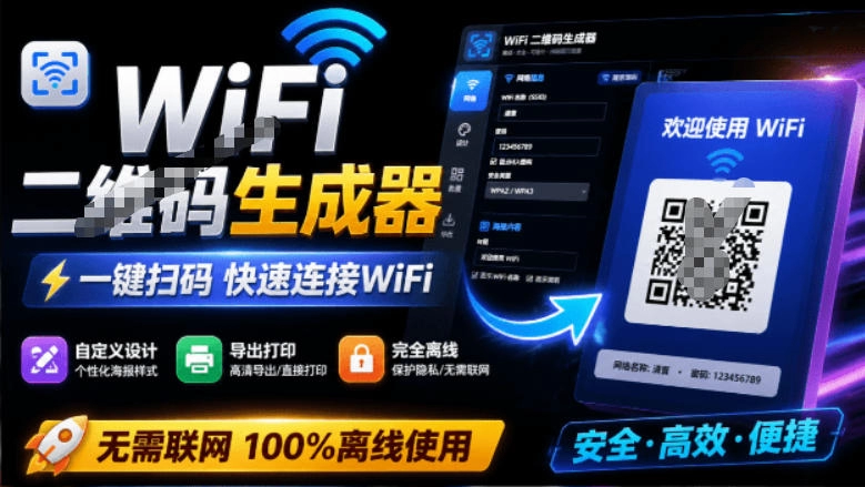 WiFi二维码生成器，完全离线一键生成，扫码秒连，支持自定义风格 - 创享网-创享网