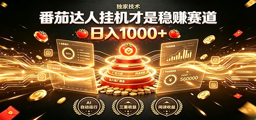番茄达人挂机副业拆解,日入200-500元稳赚赛道可矩阵放大-创享网