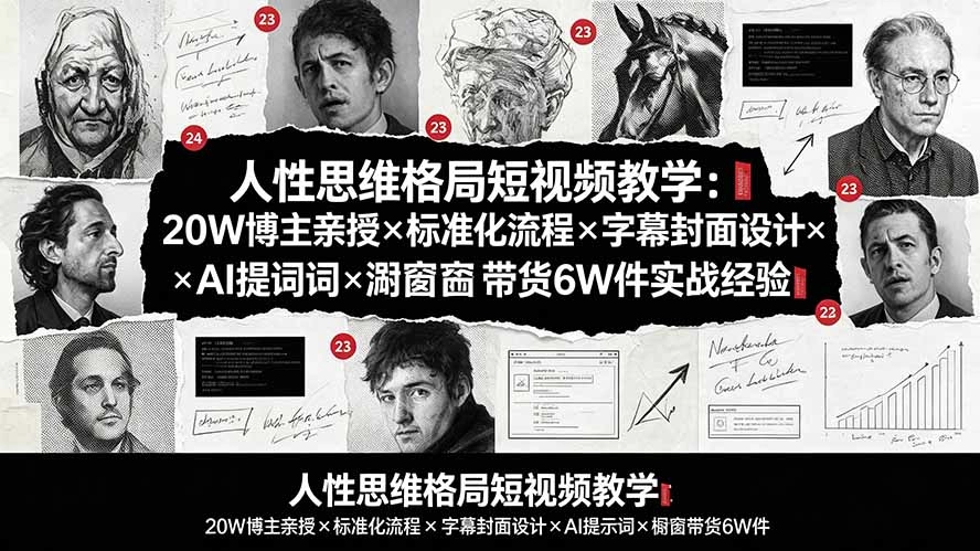 人性思维格局短视频全案，标准化流程+AI提示词+橱窗带货6W件 - 创享网-创享网