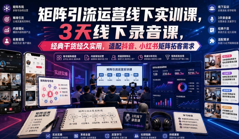 嗨推矩阵引流线下实训，抖音小红书双平台拓客，经典运营逻辑经久实用 - 创享网-创享网