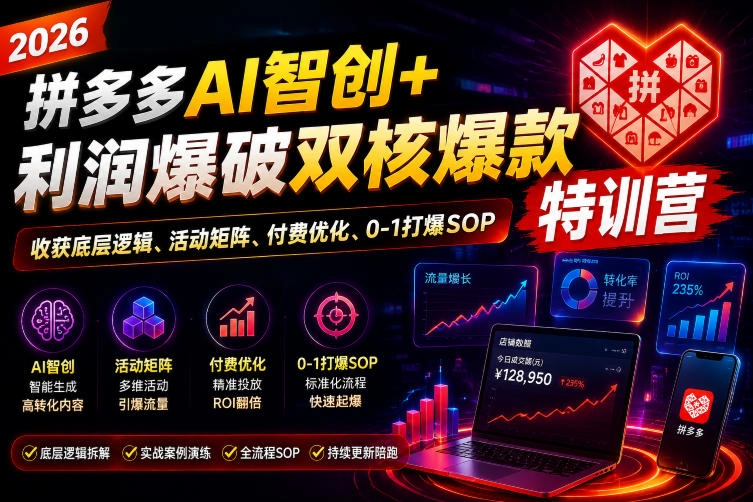 拼多多双核爆款特训，AI智创+利润爆破，7天流量翻倍打爆款 - 创享网-创享网