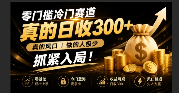 零成本冷门赛道，日入300+真风口，做的人极少，入局趁早 - 创享网-创享网