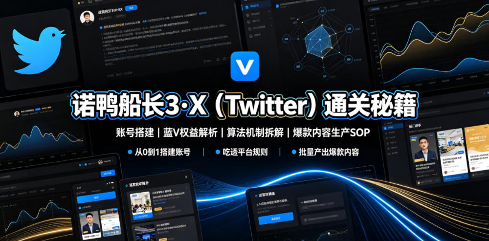 诺鸭船长3·X(Twitter)通关秘籍，涵盖账号搭建、蓝V权益解析、算法机制拆解及爆款内容生产SOP - 创享网-创享网