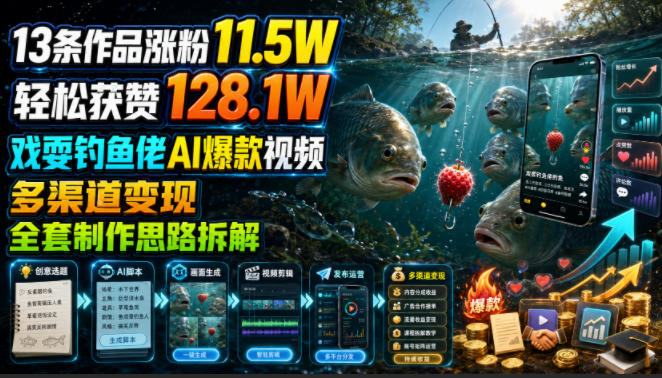 AI爆款钓鱼视频：13条涨粉11.5W，不用真人出镜多渠道变现 - 创享网-创享网
