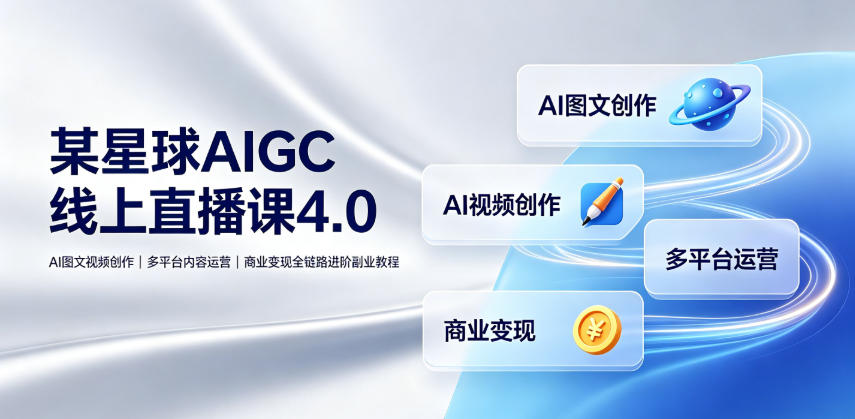 某星球AIGC线上直播课4.0，AI图文视频创作+多平台运营+商业变现，全链路进阶副业落地 - 创享网-创享网