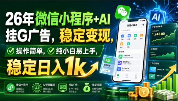 微信小程序+AI挂机广告：稳定日入1k，纯小白易上手 - 创享网-创享网