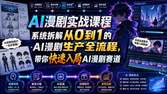AI漫剧实战课程拆解，从0到1系统学全流程制作快速入局AI漫剧赛道-创享网