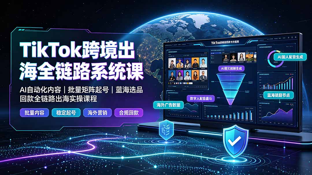 TikTok跨境出海全链路:AI自动化内容·批量矩阵起号·蓝海选品回款实操-创享网