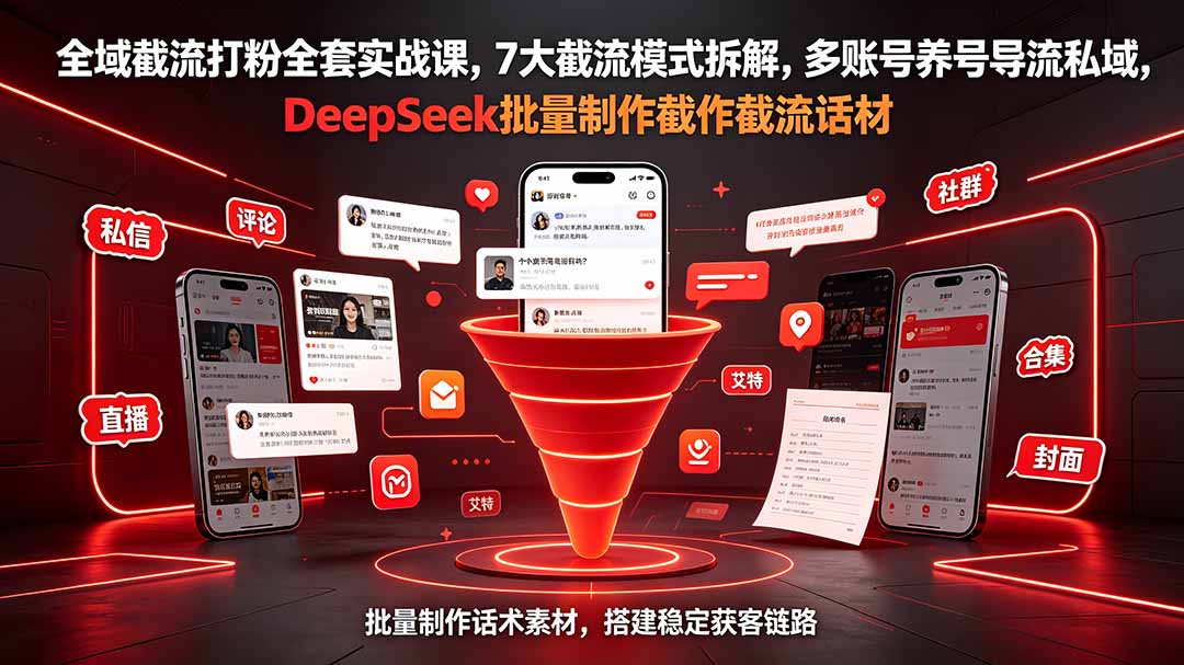 全域截流打粉实战，7大模式+多账号矩阵，DeepSeek批量生成话术，私域稳定获客 - 创享网-创享网