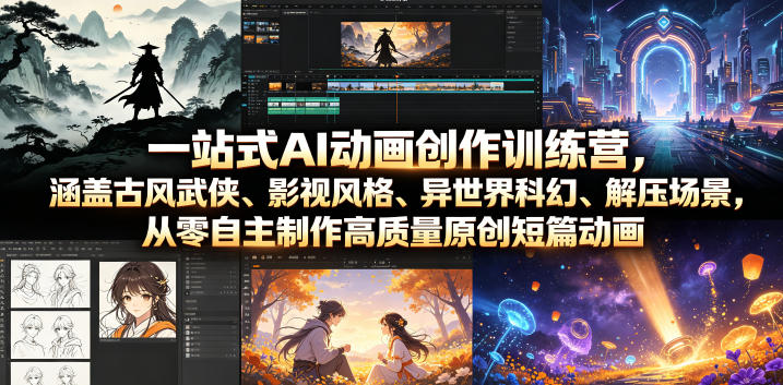 一站式AI动画创作训练营，古风武侠影视异世界解压全风格原创动画从零制作-创享网