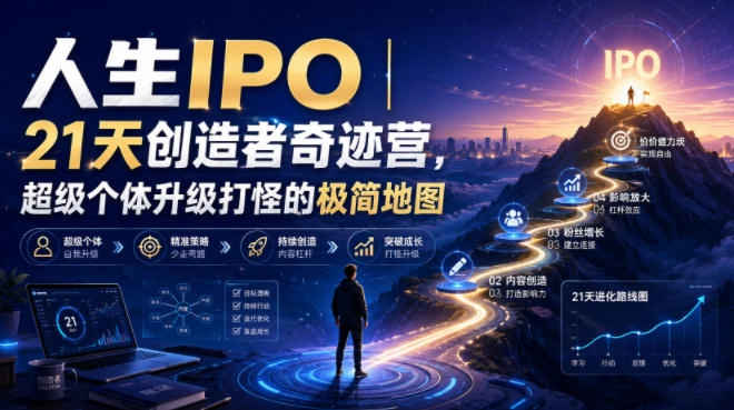 人生IPO·21天创造者奇迹营，超级个体极简升级地图-创享网