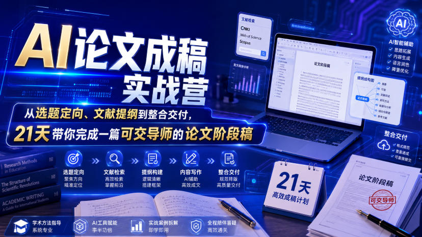AI论文成稿实战营拆解，21天从选题定向到交付可交导师论文阶段稿-创享网