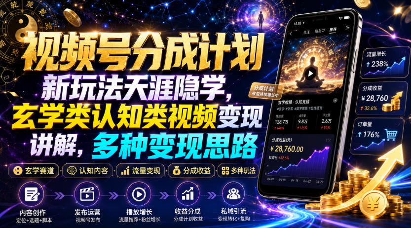 视频号分成计划新玩法拆解，天涯隐学玄学认知类视频变现多种思路-创享网