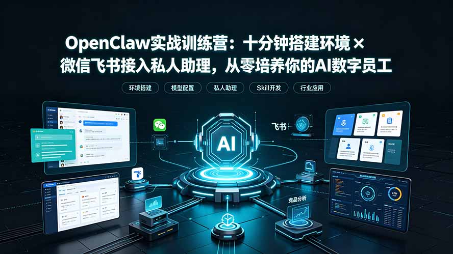 OpenClaw实战特训营：十分钟搭建环境+微信飞书接入私人助理，从零培养AI数字员工 - 创享网-创享网