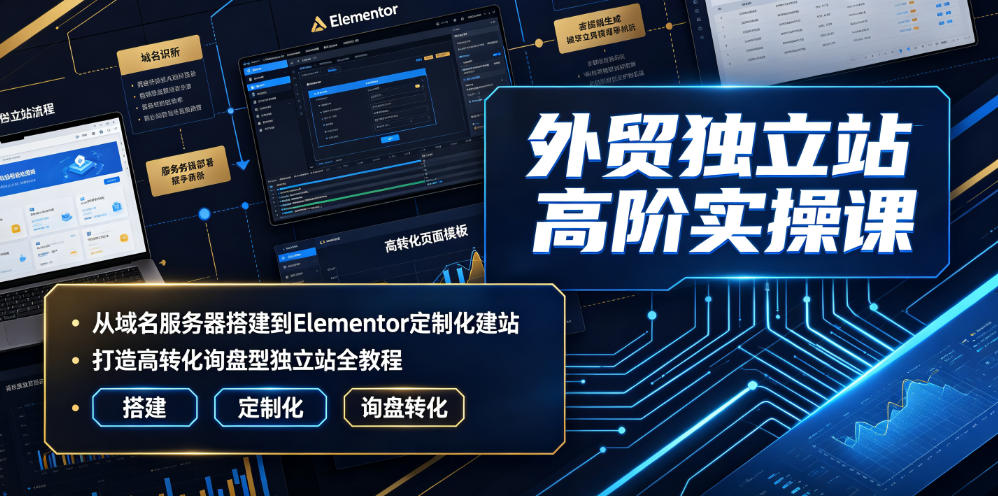 外贸独立站高阶实操，域名服务器搭建+Elementor定制化+高转化询盘-创享网