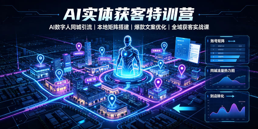 AI实体获客特训营，AI数字人同城引流+本地矩阵搭建+爆款文案优化，全域获客实战落地 - 创享网-创享网
