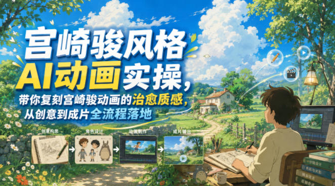 宫崎骏风格AI动画实操，复刻治愈质感从创意到成片全流程落地 - 创享网-创享网
