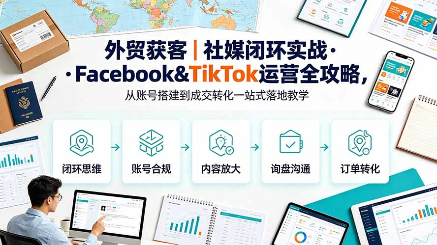 外贸社媒闭环实战，FB+TK运营从账号搭建到成交转化 - 创享网-创享网