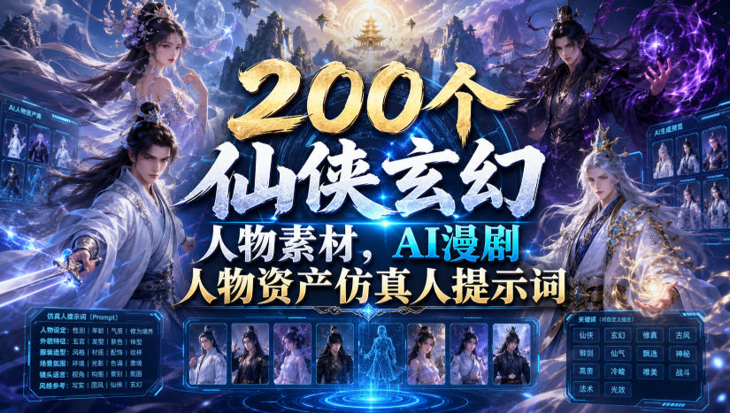 200个仙侠玄幻人物素材库，AI漫剧角色仿真人提示词一键生成 - 创享网-创享网