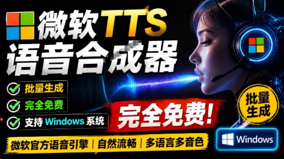 微软TTS免费语音配音：多音色批量合成，Windows专用 - 创享网-创享网