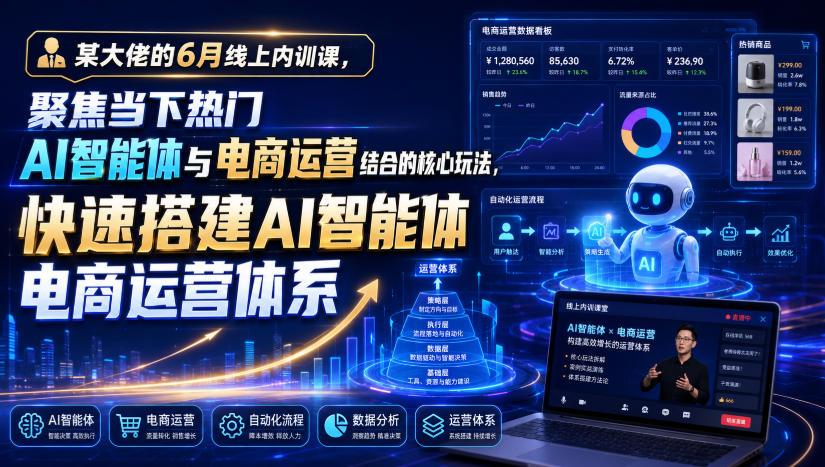 贾真6月线上内训：AI智能体+电商运营落地实战，选品/客服/投放/内容自动化体系搭建-创享网