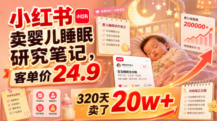 婴儿睡眠研究笔记:客单价24.9,320天卖20W+,虚拟资料蓝海品类-创享网