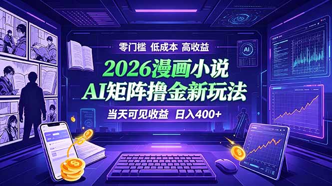 小说漫画大阅读AI矩阵副业教程｜零门槛批量起号，当天出收益稳定日入400+ - 创享网-创享网