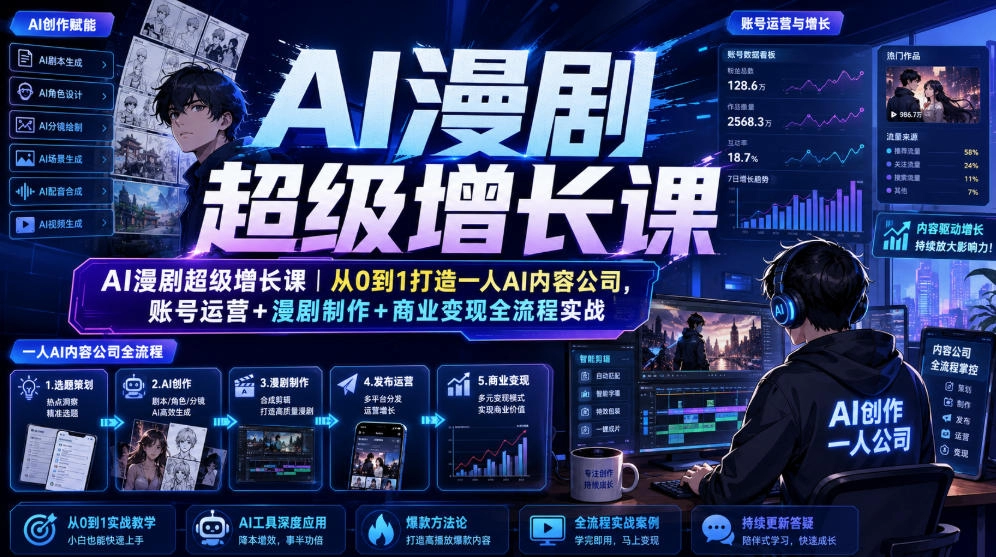 AI漫剧超级增长课，从0到1打造一人内容公司，运营制作变现全落地-创享网