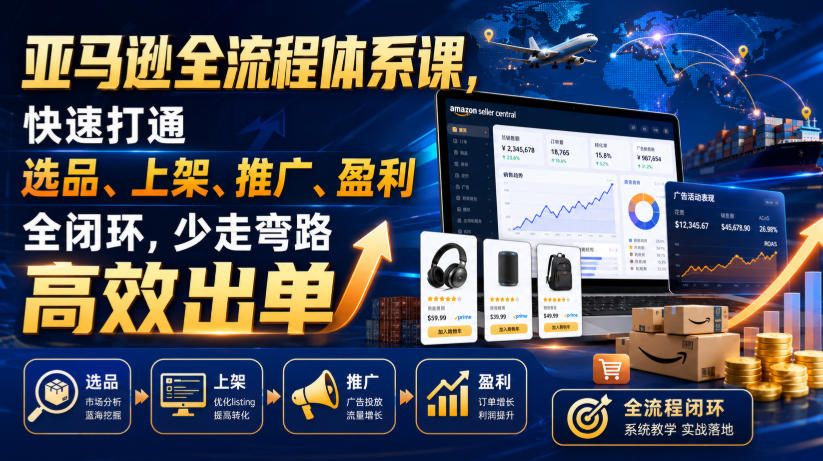 亚马逊全流程体系：选品×Listing×广告×盈利，高效出单 - 创享网-创享网