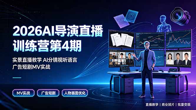 2026第四期AI导演直播训练营｜实景实操学AI分镜视听，搞定广告短剧MV，彻底解决人物画面崩坏难题 - 创享网-创享网
