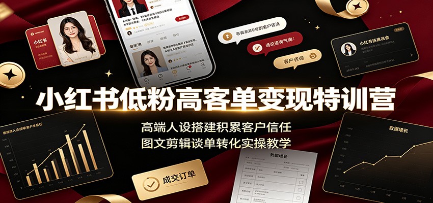 小红书低粉高客单：高端人设搭建+图文剪辑+谈单转化，不靠粉丝也能接高价订单 - 创享网-创享网