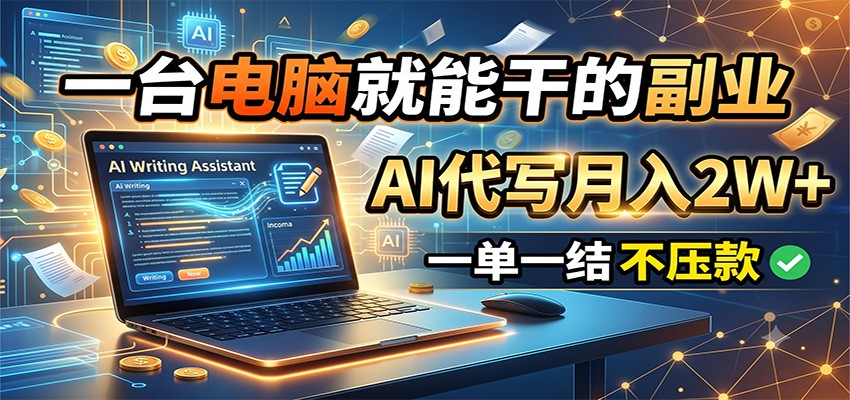 AI代写副业:一台电脑就能干,一单几十到几千,日结不压款月入2W+-创享网